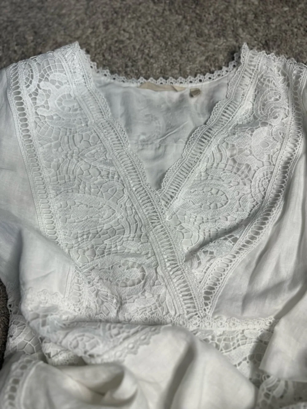 SOFT SURROUNDINGS Araminta White Linen Lace Boho Maxi Dress 10 cottagecore - Picture 7 of 14